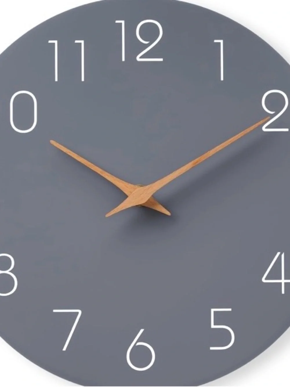 Modern Wooden Wall Clock Non-Ticking Battery-Operated 14” Gray